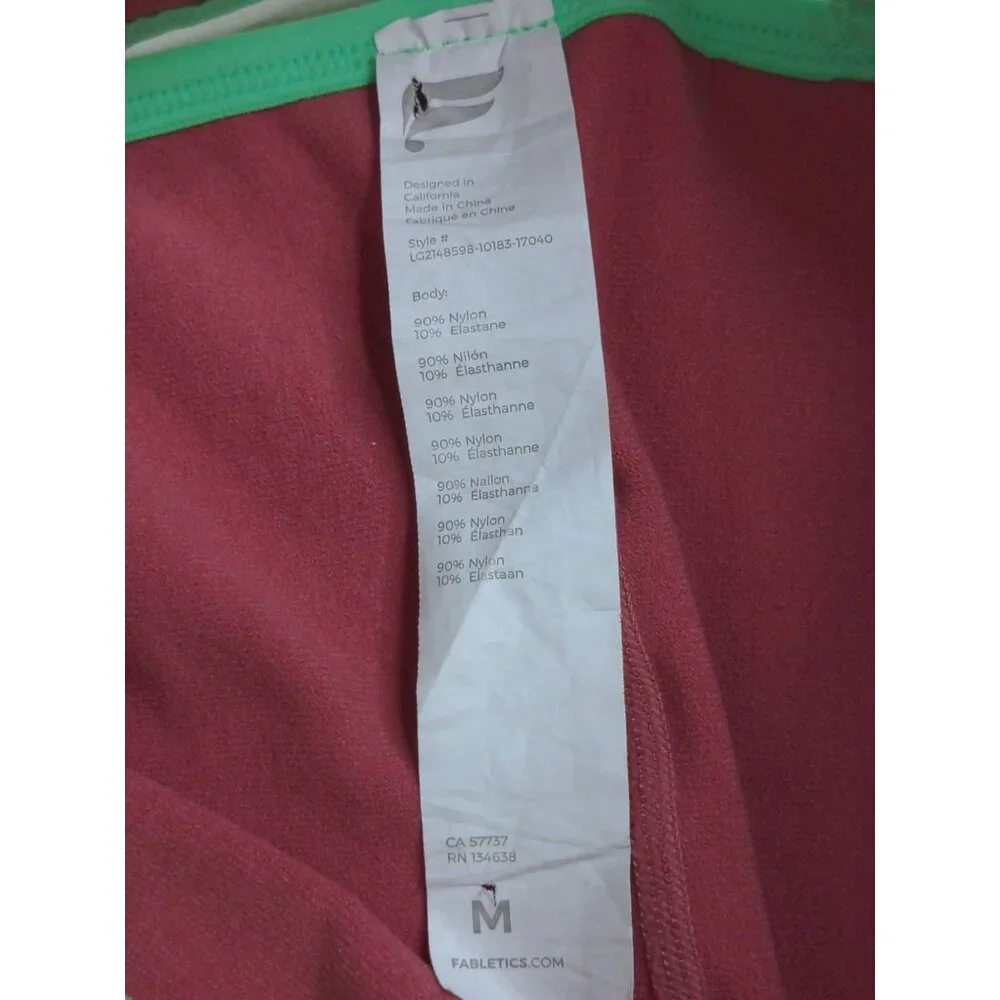 Fabletics Sculptknit‎ Leggings Womens M Pink Green High Waist Cut Out Athletic